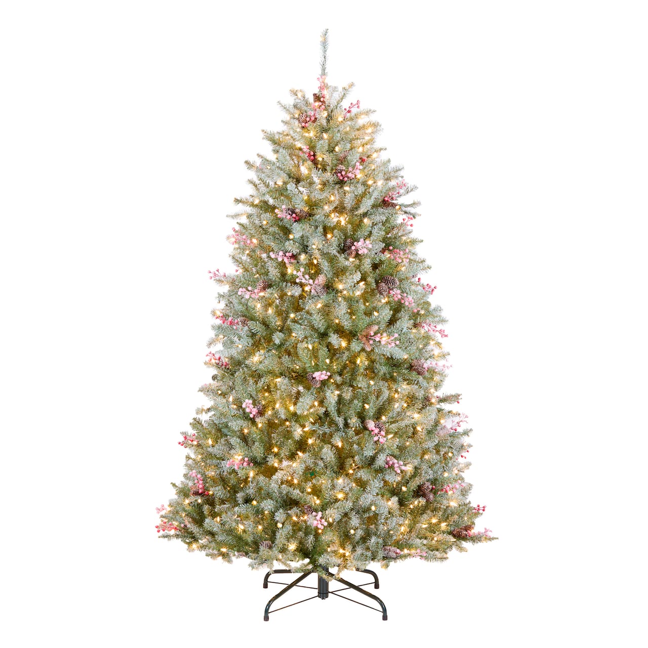 6.5 ft. Pre-Lit Flocked Dunhill® Fir Full Artificial Christmas Tree, Clear Lights